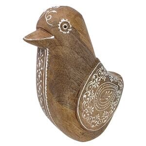 Vintage Hand Carved Wooden Bird Figurine Folk Art Dove Rustic Boho Decor